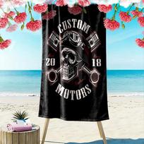 Custom Motors: Skull & Pistons Design beach towel Beach towel for vacation photos soft swim quick-drying swim towel seaside beach towel Comfort 70cmx140cm(27x55inch)