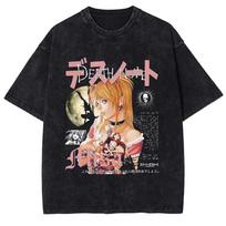 DEATH NOTE Grafinis marškinėlis Yagami Light Anime Spausdinimas Vintage Skalbtas Per didelis Marškinėlis Vyrams Moterims Drabužiai Medvilniniai Trumpomis Rankovėmis T-shirtai 2XL beige