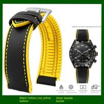 20mm 21mm 22mm Vandeniui atspari apyrankė vyrams Tag Heuer Carrera Omega Seahorse IWC fossil Drobės nailono fluoro gumos laikrodžio dirželis 22mm yellow