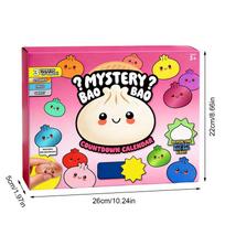 24Pcs  Dumpling Advent Calendar Food Shaped Sensory Fidgets Toys 24 Days Countdown Calendar Toys For Teens & Adults pink