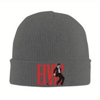 E-Elvis P-Presleys pilnaties kepurės, „Skullies“ kepurės, suaugusiųjų, unisex, juokingos, galvos apdangalo kepurės, rudens ir žiemos „Kpop“ dizaino kepuraitė gray