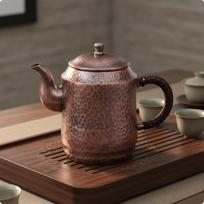 500 Ml Copper Teapot Lid Tea Kettle Long Spout Hammered black