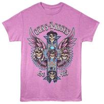Guns N' Roses Winged Crosses Neon Purple Heather Music Shirt S gray