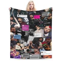 Drakes Iceman Album Blankets Lightweight Thin Velvet Relax Present Throw Blanket Bedding Throws Size: 75*100cm, Weight: 230 GSM gray