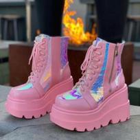 Winter Ladies Thick Boot High Outdoor Anti Slip Shoe Zipper Fashion Short Boots Casual Comfort Women's Shoes 37EU/CN38 rožinė
