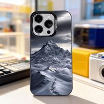 Snow Mountain Scenery Design For iPhone 11,12,13,14,15,16,17,Pro,Max,Plus,E,Air,Mini Phone Case IMD Matte Black iPhone15promax black