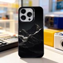 Snow Mountain Scenery Design For iPhone 11,12,13,14,15,16,17,Pro,Max,Plus,E,Air,Mini Phone Case IMD Matte Black iPhone14 gray