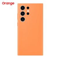 Originalus kvadratinis skysto silikono dėklas Samsung GALAXY S23 Ultra SM-S918B apsauginis minkštas audinio telefono galinis dangtelis oranžinė