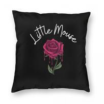 Haunting Adeline Little Mouse Square Pillowcase Polyester Linen Velvet Printed Zip Decor Car Cushion Cover Peach skin 30*30(CM)-1Pcs