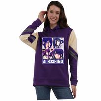 Oshi no Ko My Starry-Eyed Child Unisex Autumn/Winter Color Block Hoodie with Velvet S blue