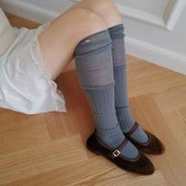 GREYMANSION Carry Barrette See-Through Over Knee Socks black gray