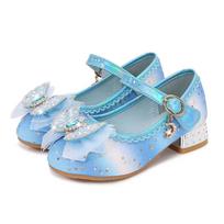 Girls high heels children's rainbow princess shoes spring and autumn new little girl single shoes medium and older children's crystal shoes leather 34 yards/21cm mėlyna