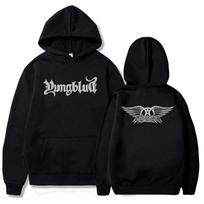 Aerosmith YUNGBLUD Vieną kartą daugiau gobtuviniai megztiniai Vilnos žiemos ilgomis rankovėmis Vyriški džemperiai su gobtuvu Mados vyriški moteriški drabužiai S black