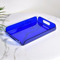 Spalvinga akrilinė kavos staliuko padėklas - Stilinga laikymo priemonė viešbučiams ir svečių namams 35*22*5 cm (Thickness 3 mm) mėlyna