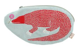 Kusubashi Mon Ori morita MiW Pouch Komodo Dragon Blue A-65935-90-B 22x13cm Morita MiW Collaboration Woven Fabric Cosmetics Case Unisex red