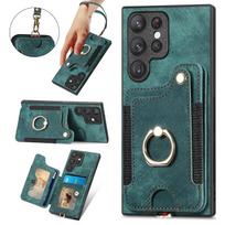 Žiedo Laikiklis Telefono Dėklas Samsung Galaxy S23 S21 FE S25 S24 S22 Ultra Plus A16 A06 A36 A15 A54 A53 A34 Piniginė Kortelės Lizdas Dangtelis Galaxy S23 FE