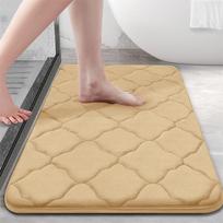 Kitinjoy Memory Foam Bathroom Rug Ultra Soft NonSlip Bath Mat Water Absorbent Bath Carpet Rug Shower Mat Bathroom Floor Foot Mat 43x61cm(17x24inch) beige