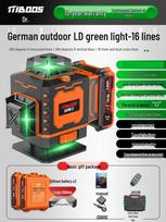 High Precision 12-Line Infrared Laser Level for Outdoor Use with Red & Green Cross-lines