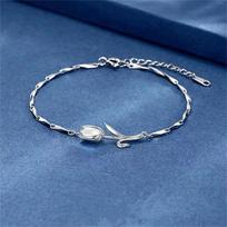 New Tulip Bracelet Women'S Niche Fashion Opal Fresh Girl Heart Flower Exquisite Bracelet Jewelry Premium Durable blue