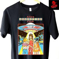 Steven Rhodes #039;Alien Abduction Club#039; Aliens Funny Retro Horror TShirt S3XL Unisex T-Shirt S black