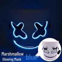 LED šviečianti Marshmello kaukė EDM festivaliams ir Helovinui. blue