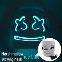 LED šviečianti Marshmello kaukė EDM festivaliams ir Helovinui. blue