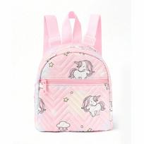 Rainbow Multi-color Quilted PU Mini Backpack: High-End Casual School Bag white