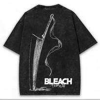 BLEACH Japanese Anime Graphic T-shirt Oversized Streetwear Y2k Retro T Shirt Men Women Cotton Short Sleeve Female Male Clothing 130 gray