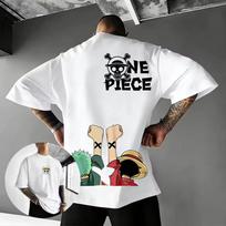 New One Piece Anime Luffy Zoro Printed T shirt Men's and Women's T shirt Men's Top Sports T shirt Men's T shirt Harajuku Y2K Tee 110 white