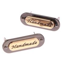 2Pcs Handmade Metal Labels Tags Oval For Clothes Jeans Shoes Bags Accessories Hand Made Printed Labels Diy Crafts 2PCS gray