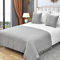 Lovos galo šalikas B&B apartamentų dekoracija megzta sofa su šaliku viešbučio lovos užtiesalas lovos galo pledas viešbučio lovos vėliavėlė Large size 130x230cm šviesiai pilka spalva