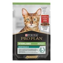 Purina Pro Plan Sterilised sterilizuotoms katėms su jautiena ir vištiena, 10x85 g