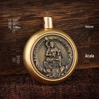 Pure Brass Zodiac Guardian Buddha Keychain - Decompression Hand Grip and Hanging Accessory. brown
