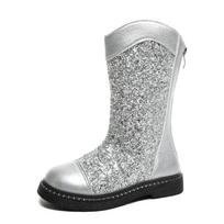 Botas Fashion Girls' Shoes Autumn Kids Sequined Ankle Boots Comfort Non Slip Girls Boots Zapatos De Mujer 33 sidabras