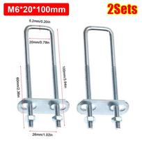 1Sets New Iron Square Clamp Right Angle U-bolt Screw Pipe U-clamp M6 With Baffle Squa Bolt