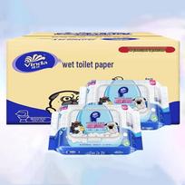 Vinda Extra Large Thick Wet Toilet Wipes, 80 Sheets x 12 Packs beige