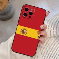 Ispanijos vėliava telefono dėklas iPhone 17, 16,15,14,13,12,11 Plus,Pro Max, Kitiems Minkštas juodas dangtelis iPhone16 yellow