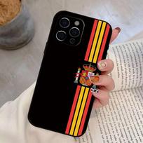 Ispanijos vėliava telefono dėklas iPhone 17, 16,15,14,13,12,11 Plus,Pro Max, Kitiems Minkštas juodas dangtelis iPhone13 gray