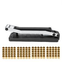 Heavy Duty Bench Hose Crimper Kit with 100 Ferrules for 1 4 , 5 16 , 3 8  PVC, Rubber and Air Hoses Crimping Tool, Hose gray