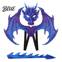 Drakono kaukės ir sparnų komplektas Vaikų kostiumų rinkinys su uodega Sparnai Lengvas putplasčio apsirengimo Cosplay kostiumai nuo 3 iki 12 metų Helovino vakarėliui blue