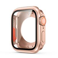 Atnaujinkite į „Ultra“ dėklą „Apple Watch 44mm 45mm 40mm 41mm“, kietas PC buferis, grūdintas stiklas, „iwatch Series 9 8 7 6 5 4 SE“ dangtelis Series 456 SE 44mm rožinio aukso spalvos