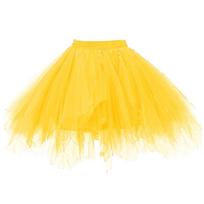 Irregular Halloween Lolita Tutu Skirt: Gauzy, Puffy Princess Crinoline for Dance or Wedding. One Size auksinė
