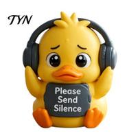 Playful Duck Figurines in Pajamas 3D Printed Sad Yellow Figurines, Cute Tired Worker Resin Mini Figures for Car Dashboard Desk Ornaments Home Office,
