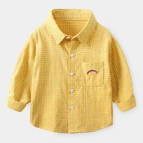 Kids Boys Plaid Long Sleeve Casual Shirt Children Spring Autumn Everyday Top 130cm beige