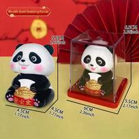 Creative Solar Powered Panda Waving Car Decoration Office Desk Ornament Chinese Cute Panda Museum-Souvenir Figurines Crafts white