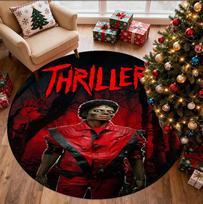 Michael Jackson Pattern Round Rug, Indoor/Outdoor Mat, for Picnic, Gameroom, Bedroom, Office, Living Room, Home Decor Carpet, Birthday Gift 80cmx80cm red