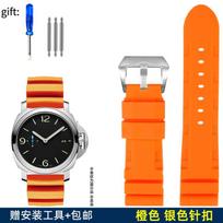 22mm24mm Watch Band For Panerai SUBMERSIBLE PAM 111 441 616 Soft Silicone Rubber Men Watch Strap Watch Accessories Bracelet 24mm orange