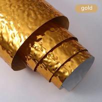 1pc 40cmx2m Aqumotic Peel and Stick Wallpaper Customized Wave Decorative PVC Plate Background Wallpapers Fake Metal Mirror Embos 2m auksas