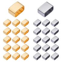 1set 40Pcs 2 Colors 201 Stainless Steel Slide Charms For Leather Cord Bracelets Making Rectangle Golden & Stainless Steel Color 10x6x5.5mm beige