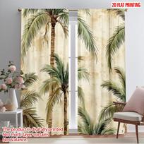 2pcs,2D plane printing Popular Curtains Palm Oasis Polyester Fabric (without rod) Festive Perfect for Living Room, Bedroom, 52.50×116.00 CM 2pcs beige